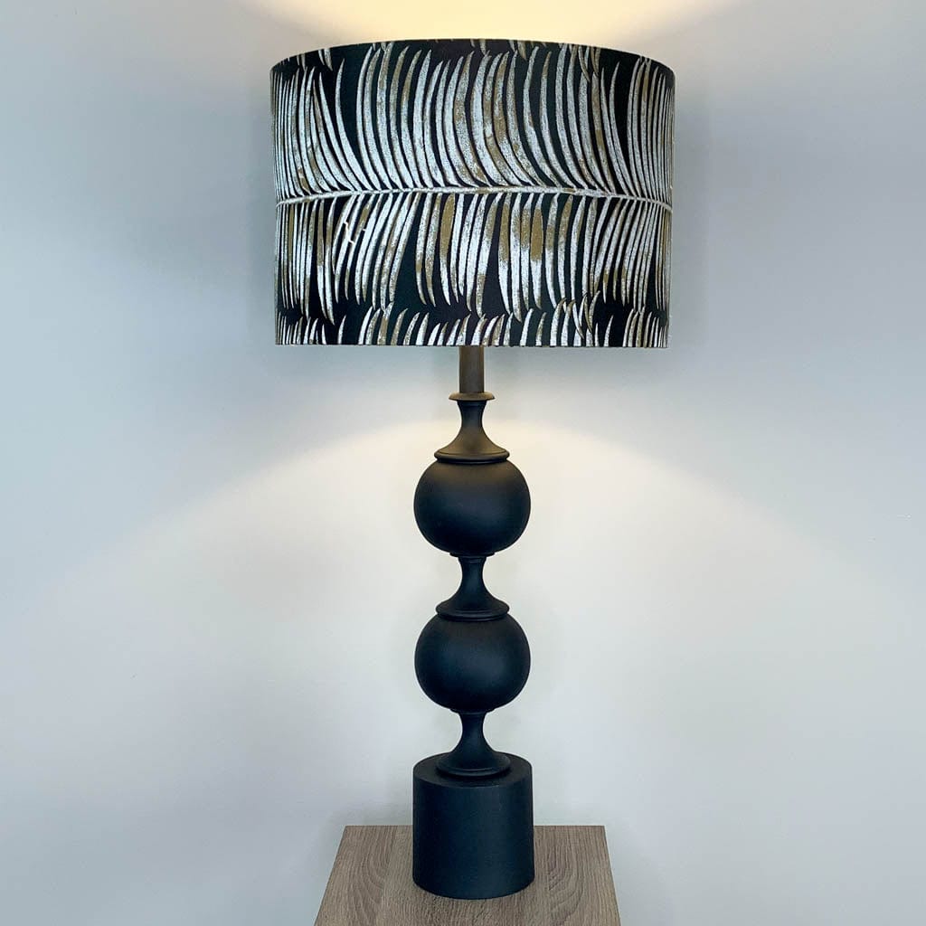 Black Aluminium 2 Ball Tall Foot Table Lamp with Melody Bronze Shade