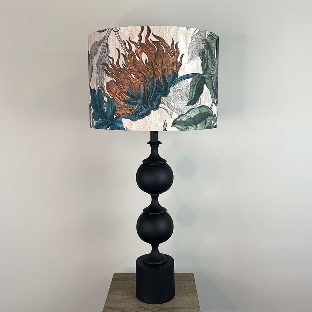 Black Aluminium 2 Ball Tall Foot Table Lamp with Timorous Beasties Epic Botanic Shade