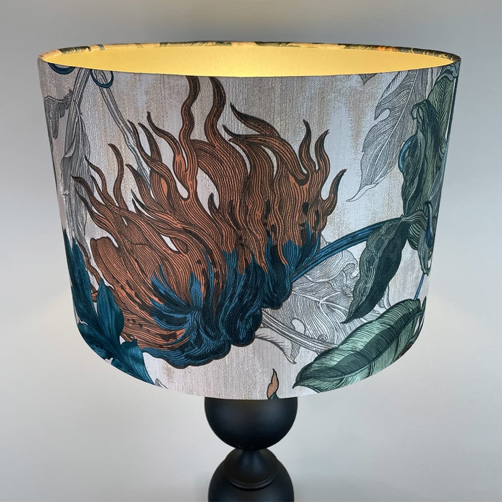 Black Aluminium 2 Ball Tall Foot Table Lamp with Timorous Beasties Epic Botanic Shade