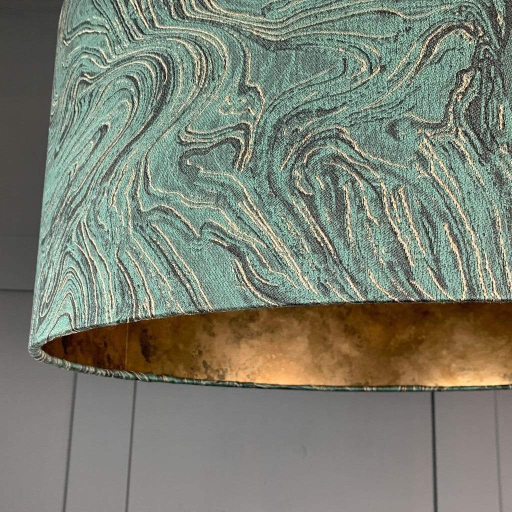 Jade Green, Black and Gold Marble Shade Lined with Golden Brown Burnished Wallpaper