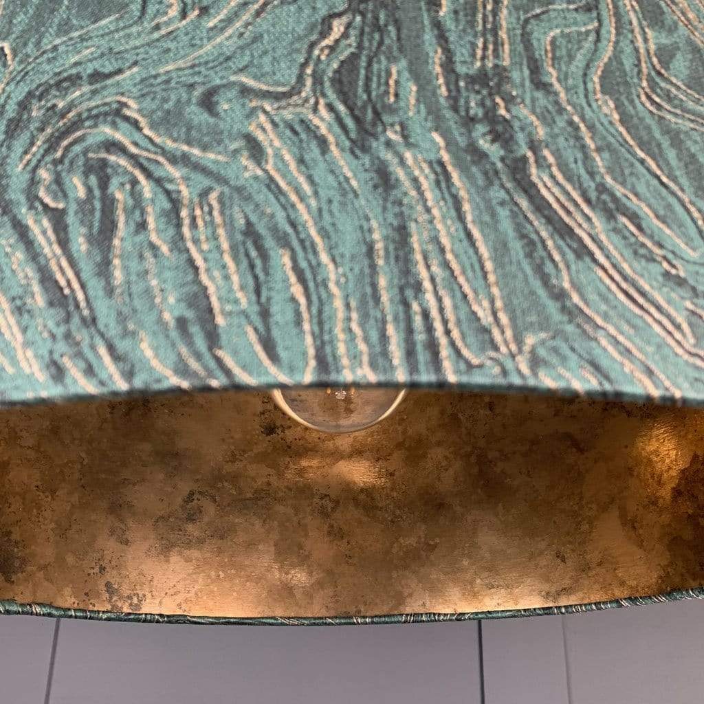 Jade Green, Black and Gold Marble Shade Lined with Golden Brown Burnished Wallpaper