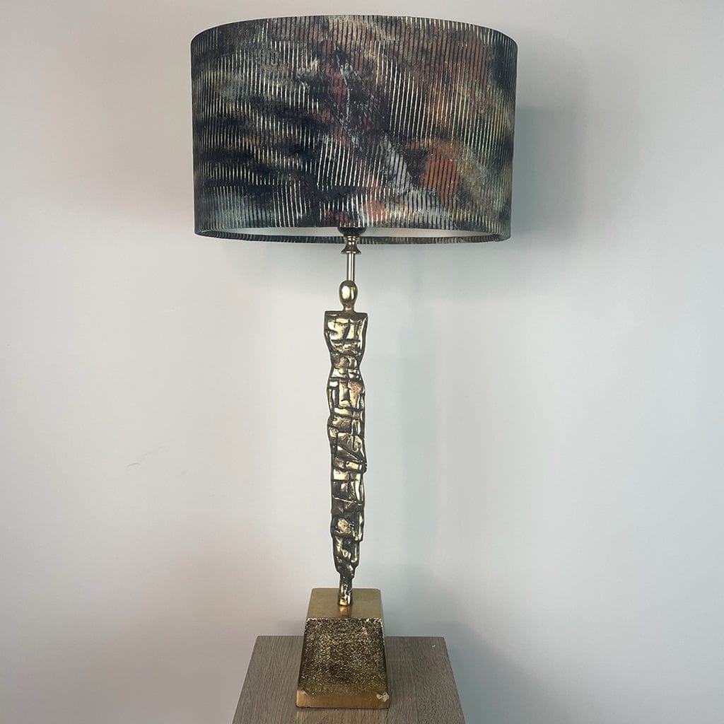 Shaman Antique Brass Table Lamp with Iguana Oval Lampshade