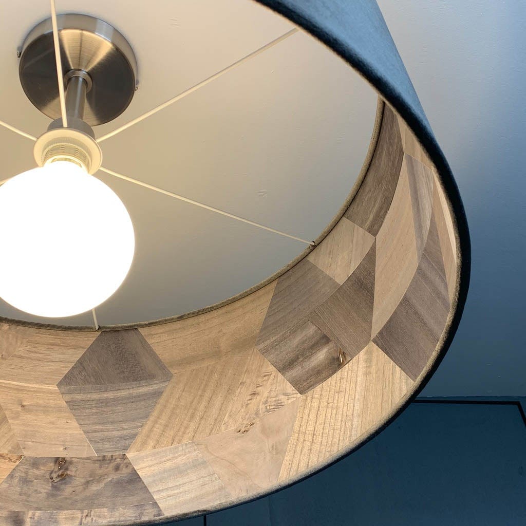 Mercury Grey Velvet & Arte Formation Grey Wallpaper Lined Electrified Shade