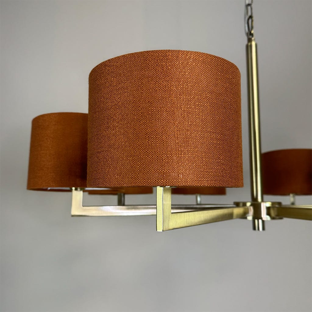 Hallburn 8 Light Antique Brass with Mineral Spice Shades