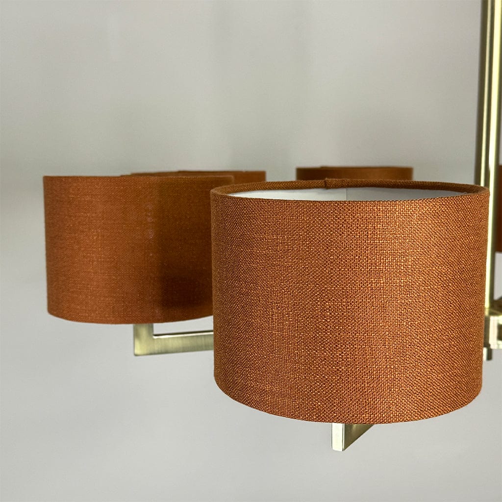Hallburn 8 Light Antique Brass with Mineral Spice Shades