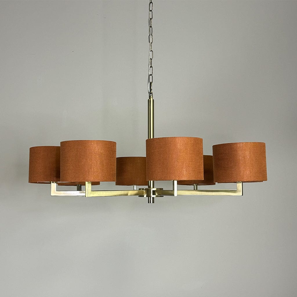 Hallburn 8 Light Antique Brass with Mineral Spice Shades