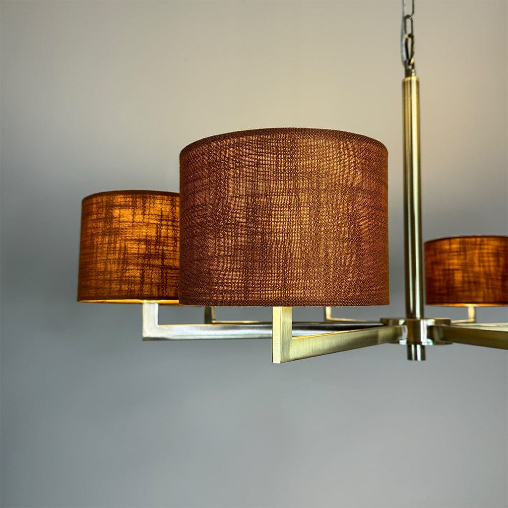 Hallburn 8 Light Antique Brass with Mineral Spice Shades