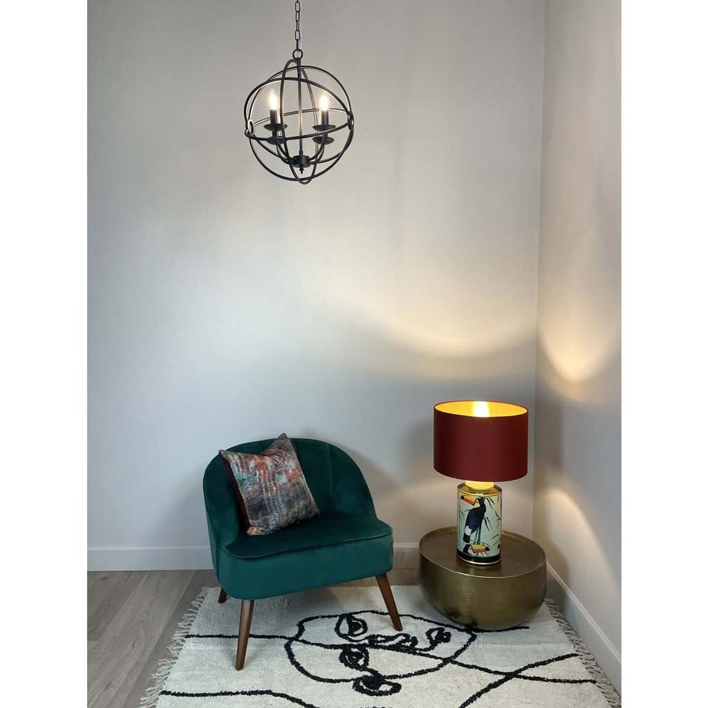 Orion 4 Light Black Spherical Chandelier
