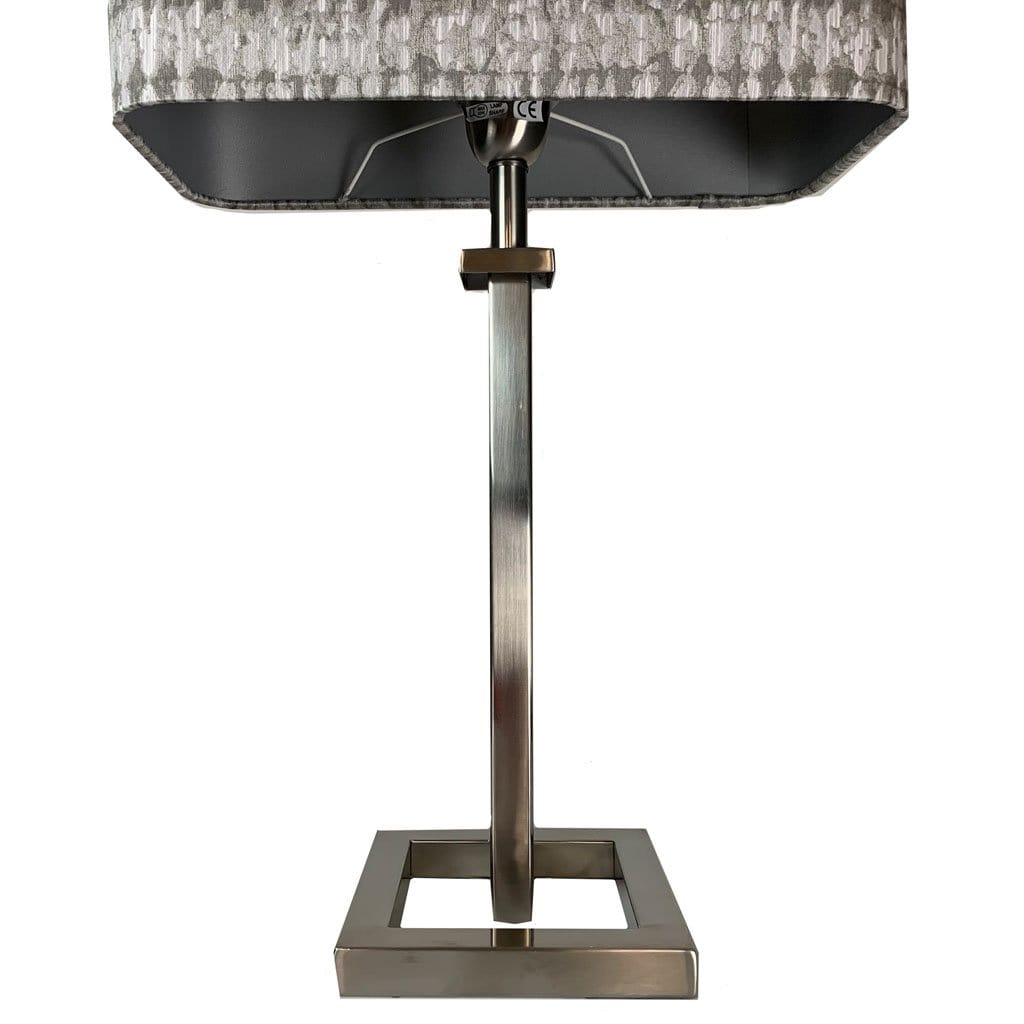 Aura Brushed Steel Table Lamp with Kotomi Silver Shade