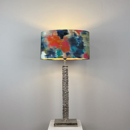 Paperbark Small Table Lamp Luxuriant Silver with Harlequin Exuberance Teal & Fuchsia Shade