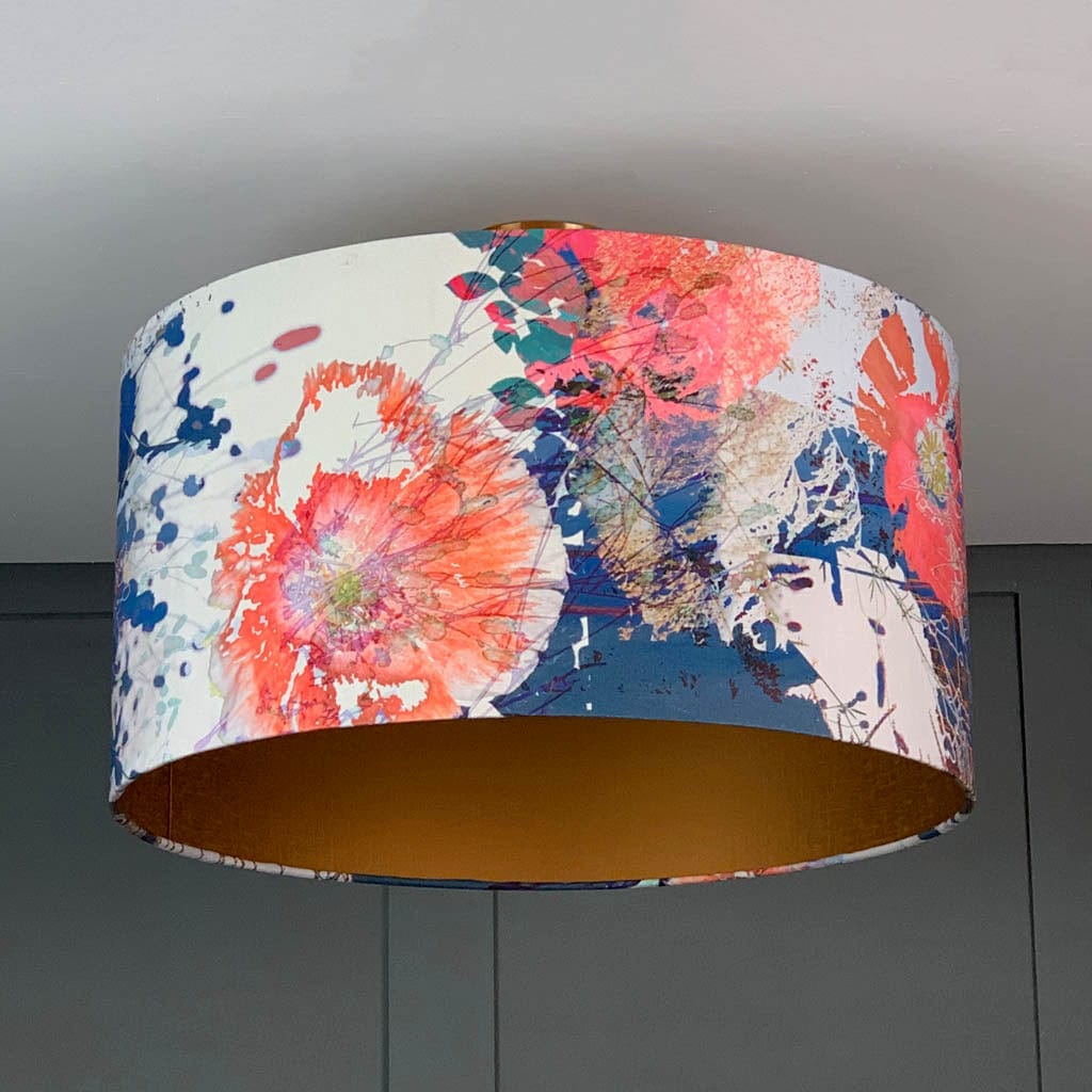 Electrified Mairi Helena Poppy Cloud Linen with Carnaby Bronze Lining Lampshade