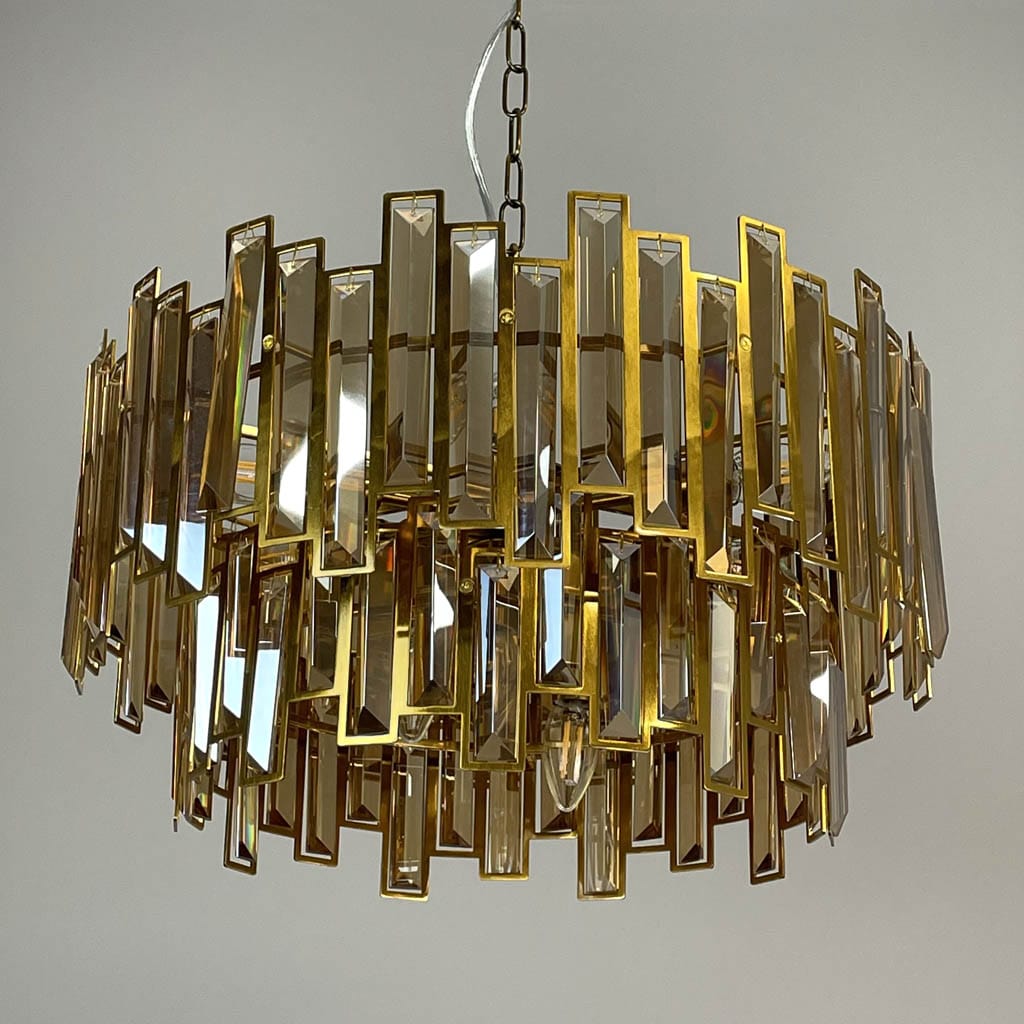 Cleo 8 Light Pendant with Amber Glass