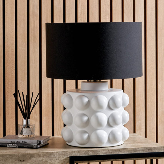 Serenity White Bobbled Ceramic Large Table Lamp Base Only