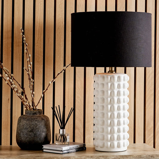 Sohan White Bobbled Ceramic Tall Table Lamp Base Only