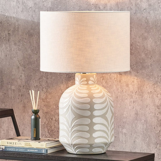 Tania Grey & White Pattern Ceramic Table Lamp Base Only