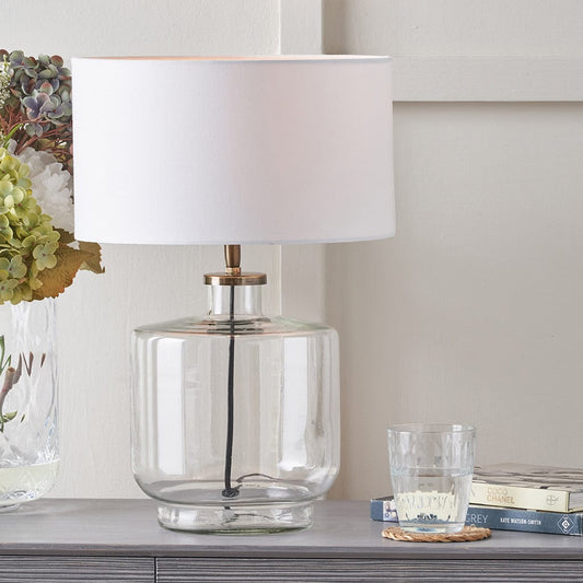 Josie Clear Glass & Antique Brass Metal Table Lamp Base Only