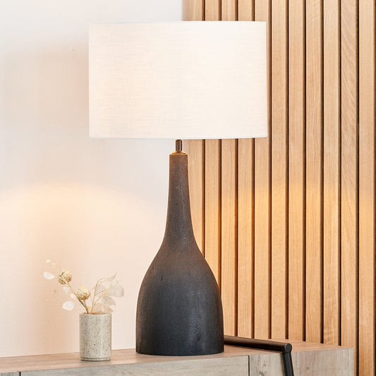 Corella Black Mango Wood Curved Table Lamp Base Only