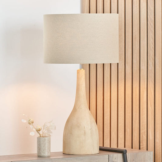 Corella Natural Mango Wood Curved Table Lamp Base Only