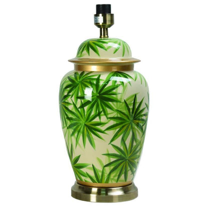 Urn Green Palm Leaf Table Lamp Base Only