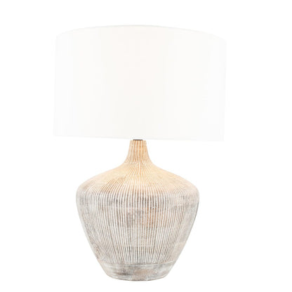 Manaia White Wash Textured Wood Table Lamp