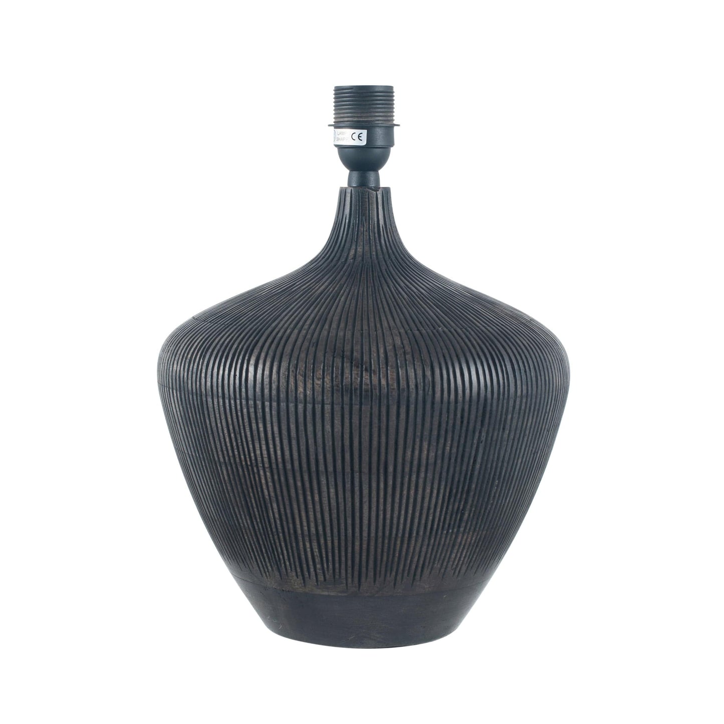 Manaia Antique Black Textured Wood Table Lamp