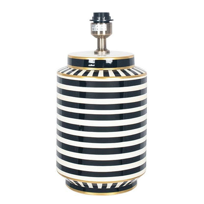 Humbug Black & White Stripe Tall Ceramic Table Lamp with Tall Emerald Green Recycled Fabric Shade