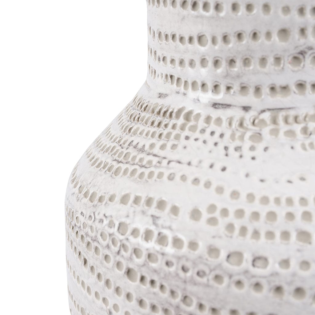 Alina White Dot Design Stoneware Table Lamp Base Only