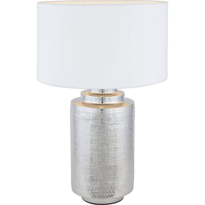 Zuri Large Shiny Silver Metal Pot Table Lamp