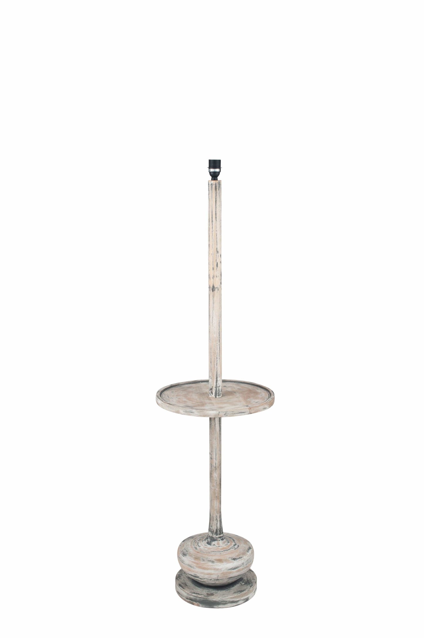 Hemi Vintage Grey Wood Floor Lamp with Logan Blue Denim Lampshade