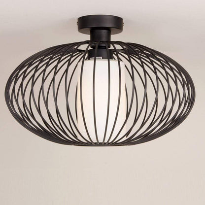 Zen Oriental Style Black Flush Ceiling Light