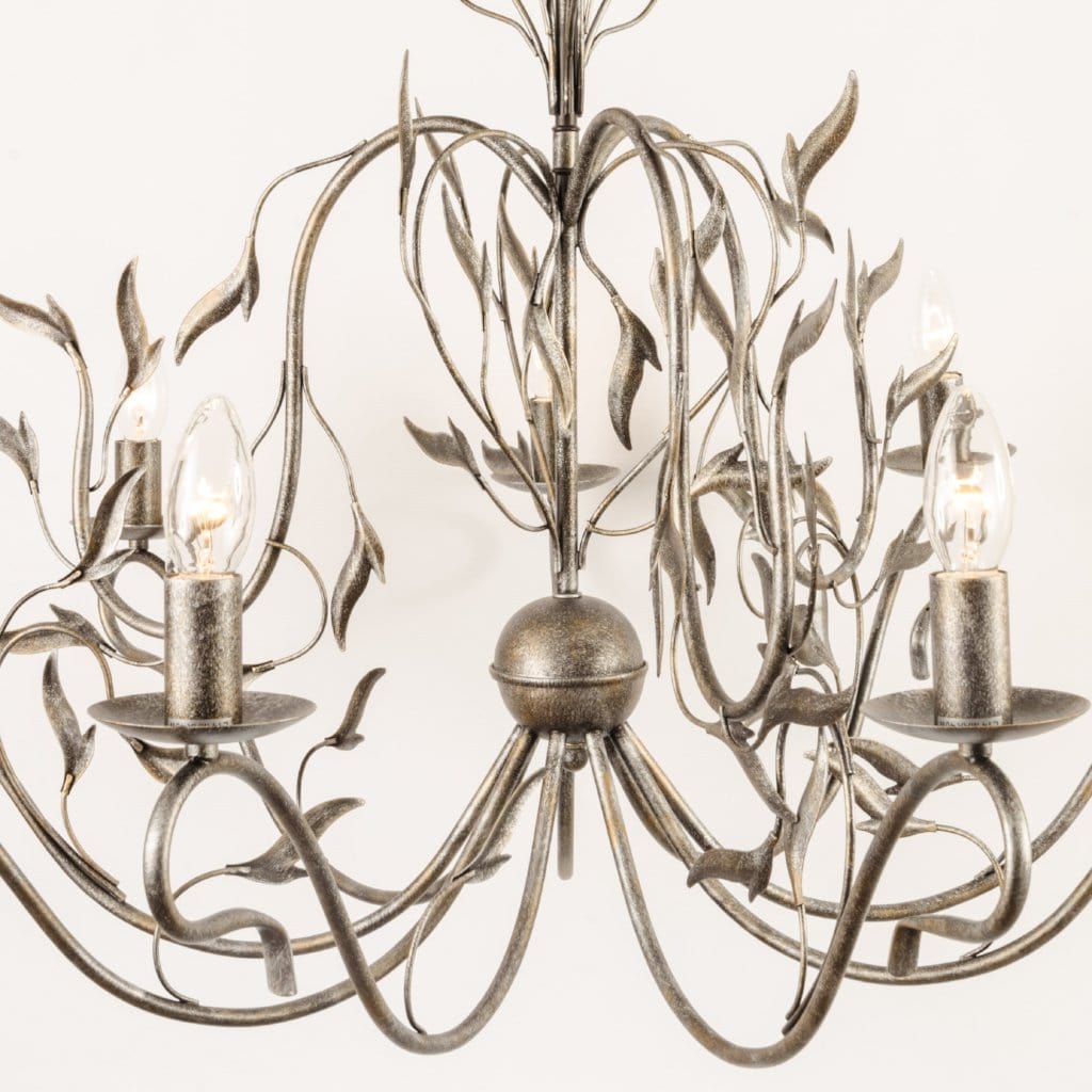 Eden 9 Light Antique Silver Foliage Chandelier