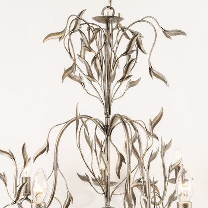 Eden 9 Light Antique Silver Foliage Chandelier