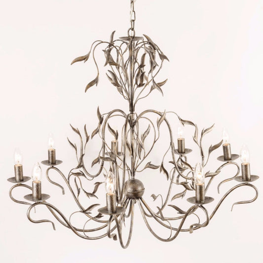 Eden 9 Light Antique Silver Foliage Chandelier