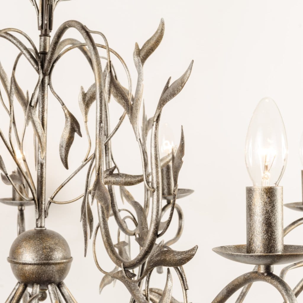 Eden 9 Light Antique Silver Foliage Chandelier