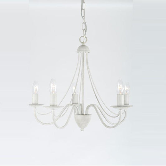 Lyra 5 Light Antique White Chandelier