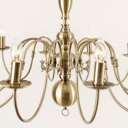 Antwerp 12 Light Antique Brass Flemish Style Chandelier