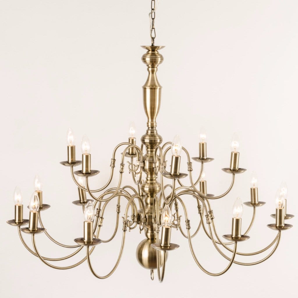 Antwerp 18 Light Antique Brass Flemish Style Chandelier