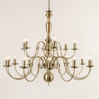 Antwerp 18 Light Antique Brass Flemish Style Chandelier