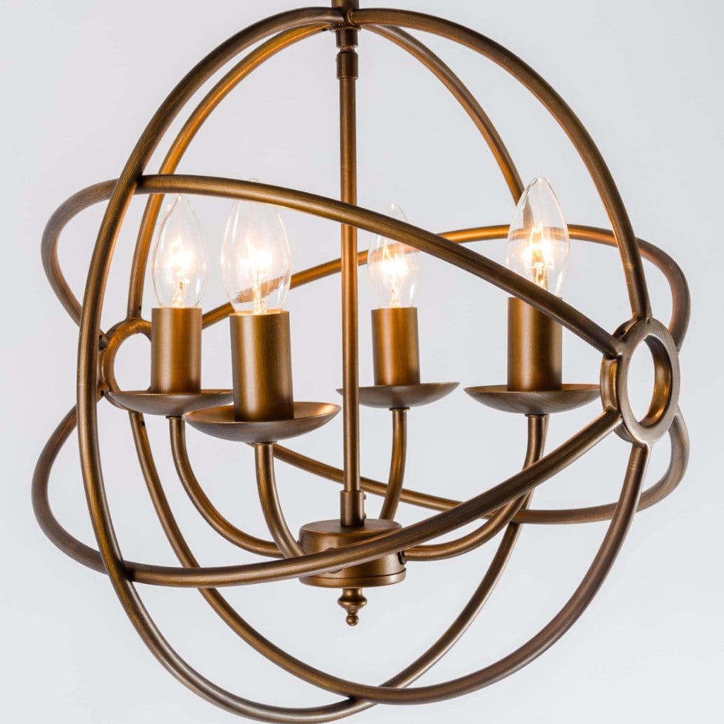 Orion 4 Light Antique Bronze Spherical Chandelier