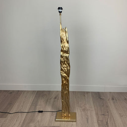 Trident Gold Floor Lamp with Golden Leopard Print Soft Velvet Oval Light Shade