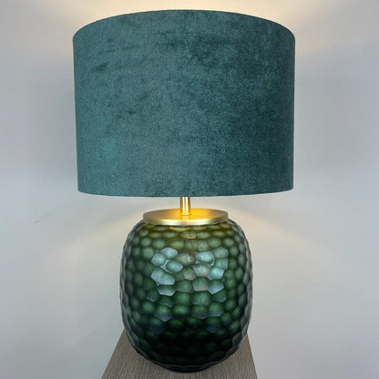 Camila Green Textured Table Lamp with Juniper Textured Velvet Lampshade