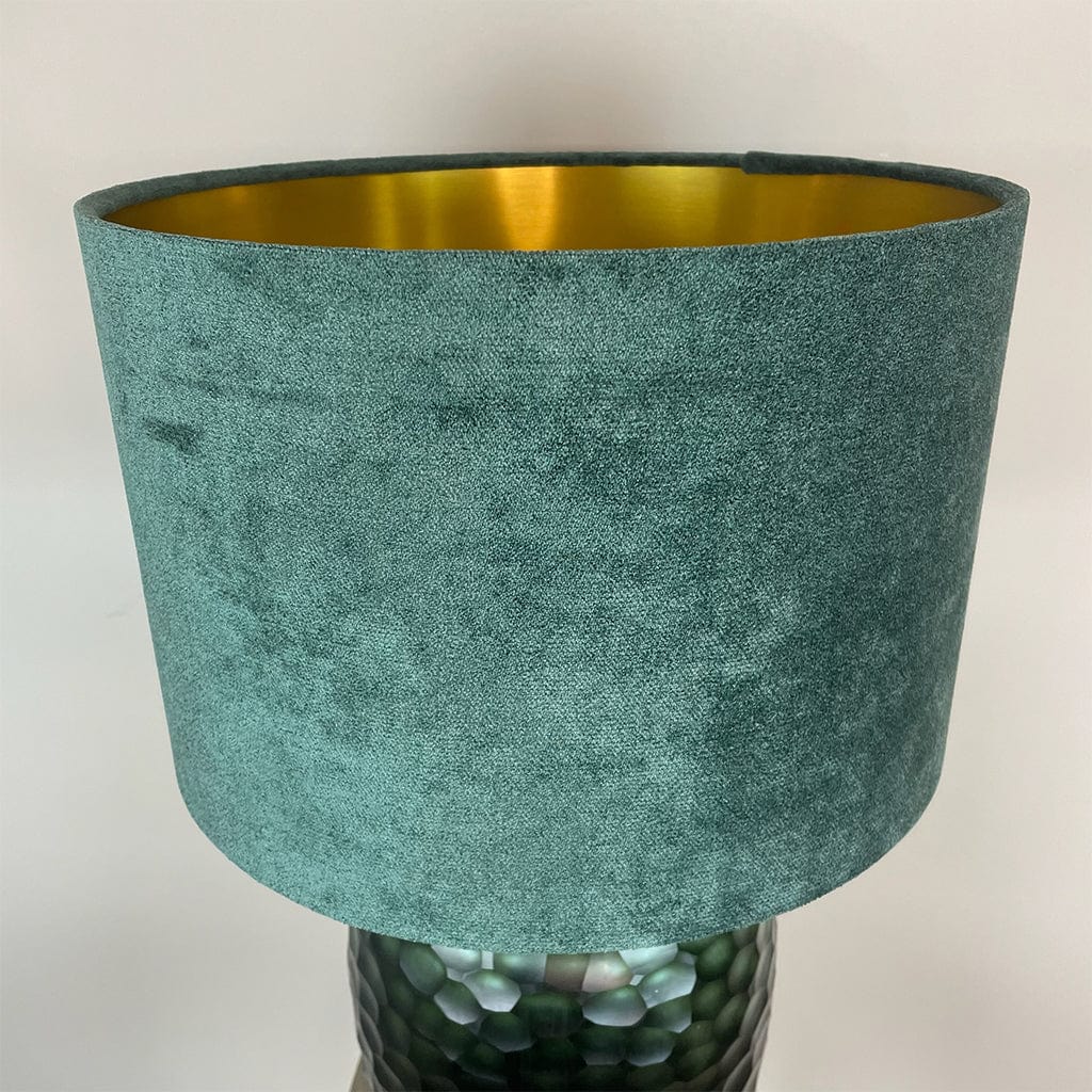 Camila Green Textured Table Lamp with Juniper Textured Velvet Lampshade