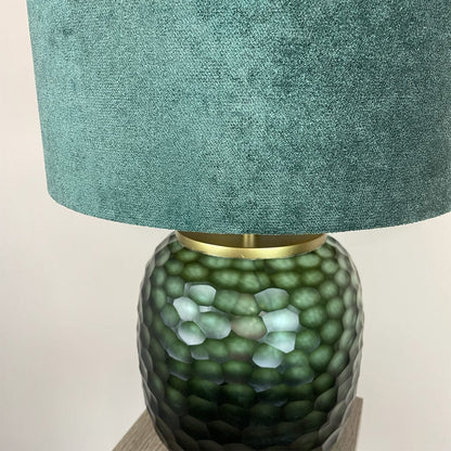 Camila Green Textured Table Lamp with Juniper Textured Velvet Lampshade