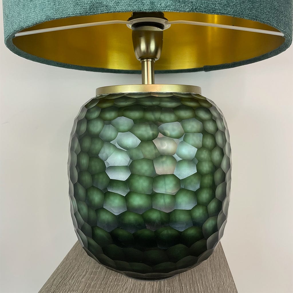 Camila Green Textured Table Lamp with Juniper Textured Velvet Lampshade