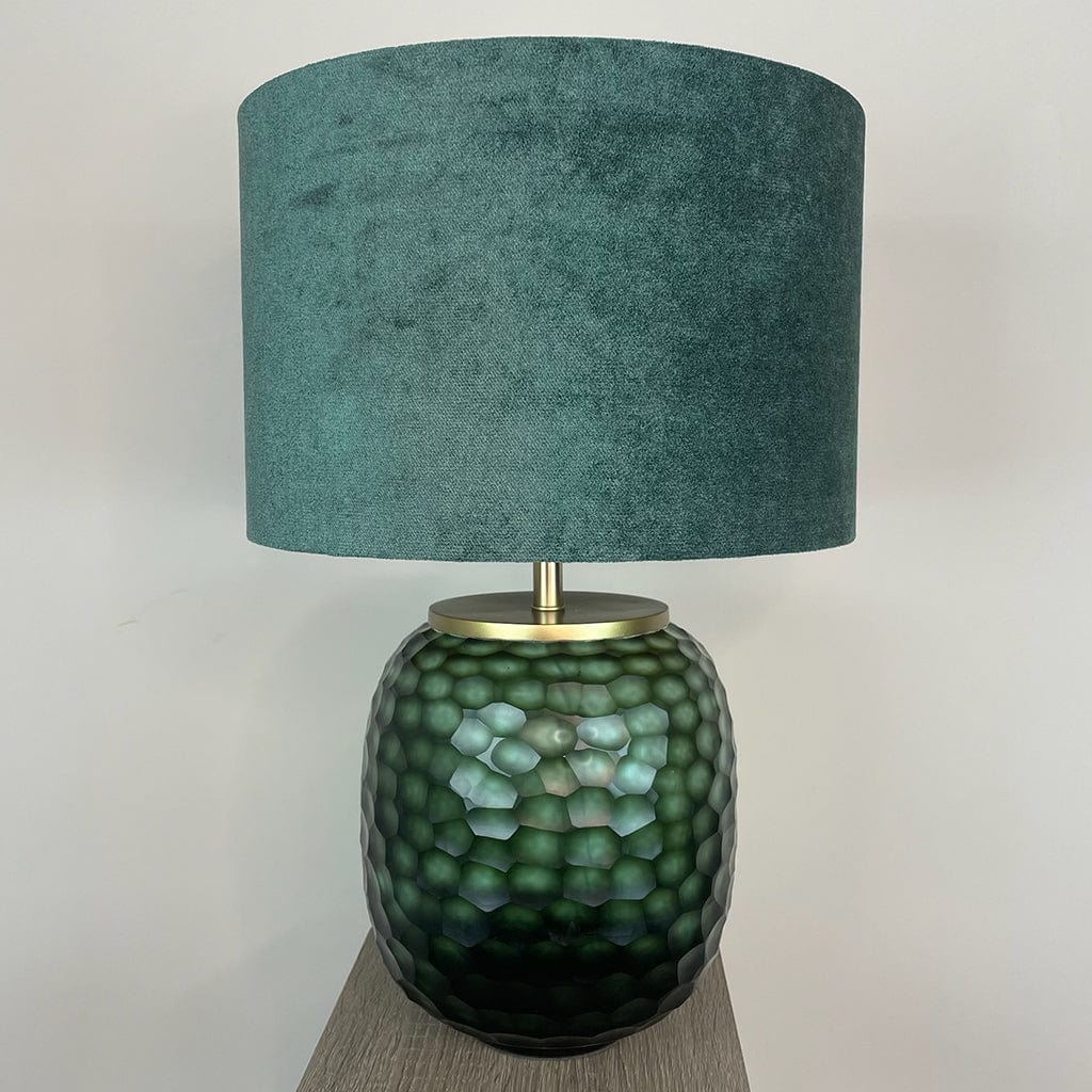 Camila Green Textured Table Lamp with Juniper Textured Velvet Lampshade