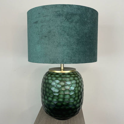 Camila Green Textured Table Lamp with Juniper Textured Velvet Lampshade