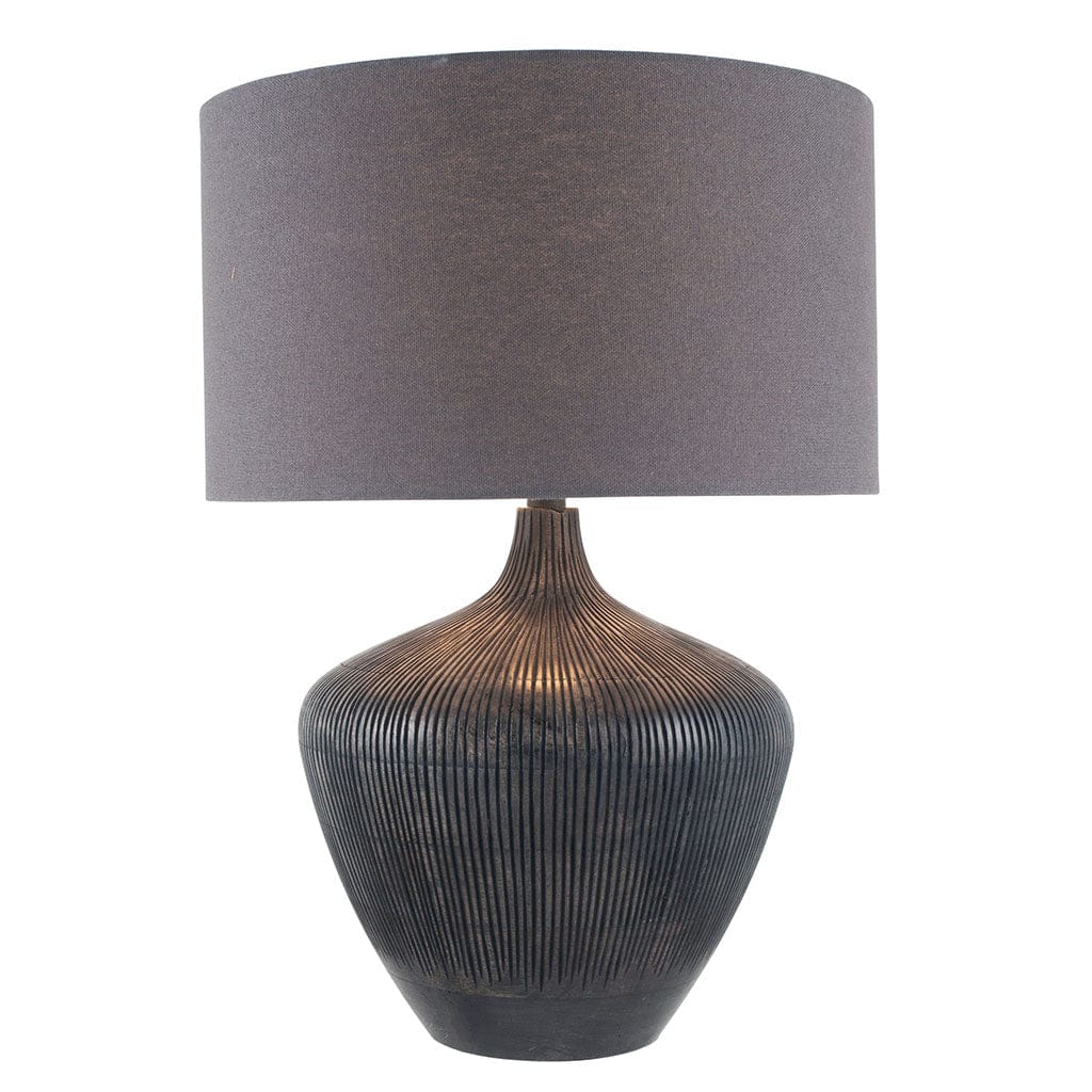 Manaia Antique Black Textured Wood Table Lamp