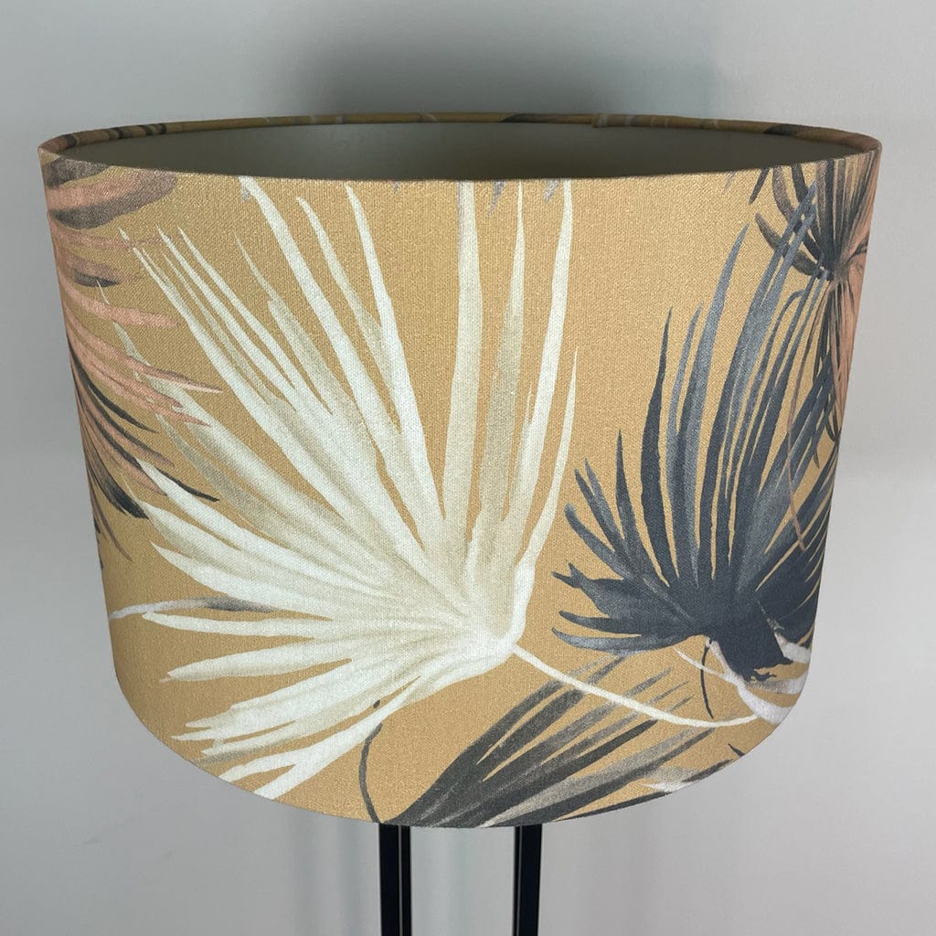 Matt Black Four Post Table Lamp with Azumi Honey Lampshade