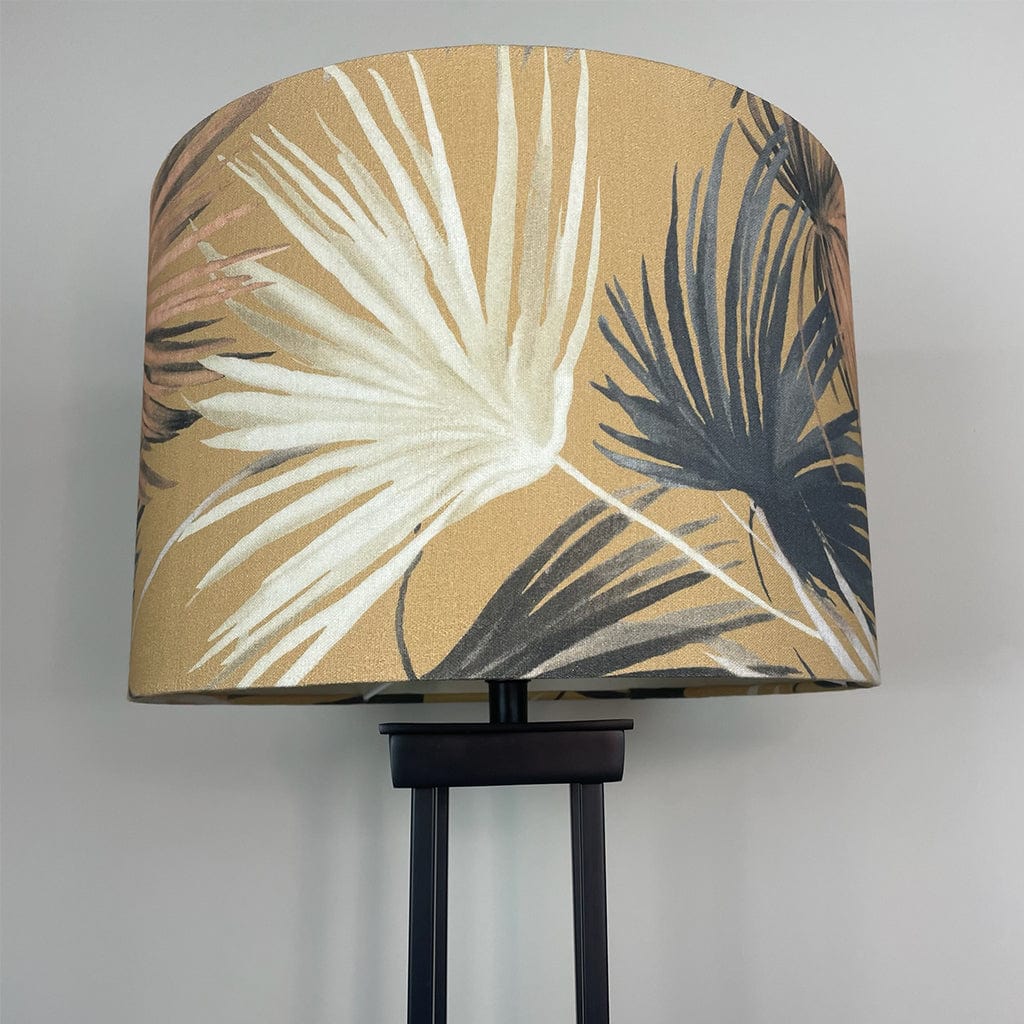 Matt Black Four Post Table Lamp with Azumi Honey Lampshade