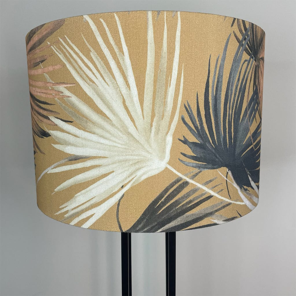 Matt Black Four Post Table Lamp with Azumi Honey Lampshade